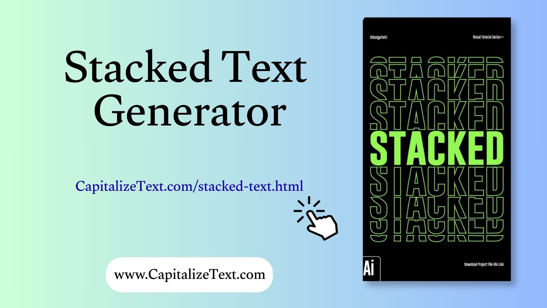 Stacked text generator tool showing vertically stacked typography output